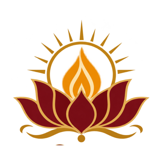 Vedic Sampurna lotus and sacred flame logo